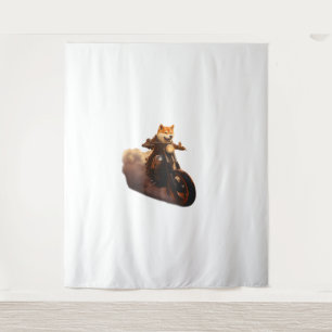Funny , Shiba Inu, Motorcycle, Dog, Puppet, Men's, Tapestry