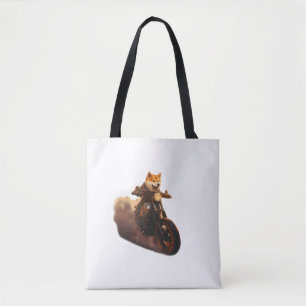 Funny , Shiba Inu, Motorcycle, Dog, Puppet, Men's, Tote Bag
