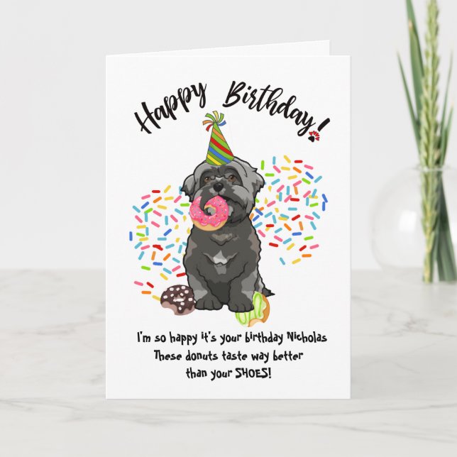 Funny Shih Tsu Pet Dog  Birthday Card Doughnuts (Front)