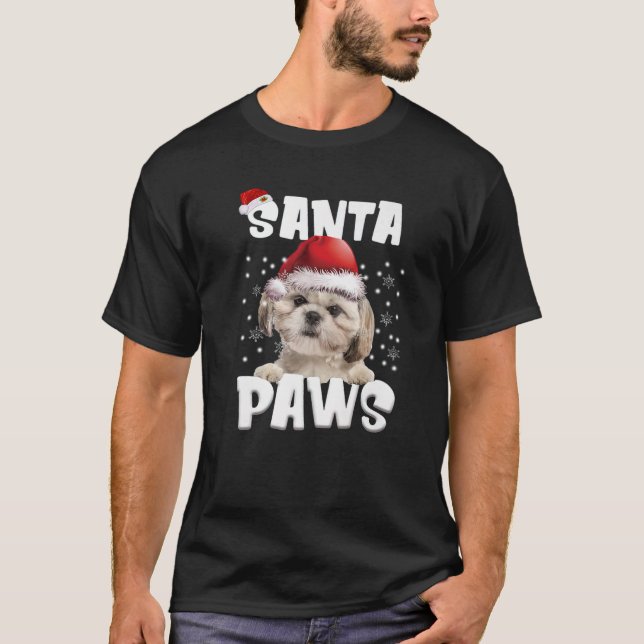 Funny Shih Tzu Christmas Lights Tree Dog Lover Xma T-Shirt (Front)