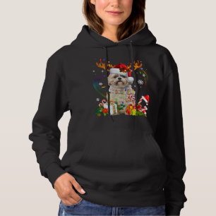 Funny Shih Tzu Christmas Reindeer Christmas Lights Hoodie
