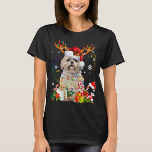 Funny Shih Tzu Christmas Reindeer Christmas Lights T-Shirt