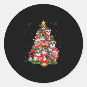 Funny Shih Tzu Christmas Tree Dog Lover Xmas Santa Classic Round Sticker