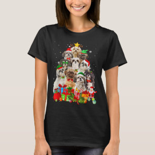 Funny Shih Tzu Christmas Tree Lights Puppy Dog Lov T-Shirt