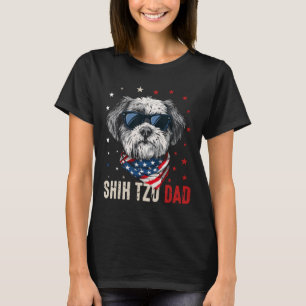 Funny Shih Tzu Dad Usa Stars 4th Of July Fathers D T-Shirt
