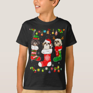 Funny Shih Tzu Dog Christmas Lights Puppy Dog Love T-Shirt