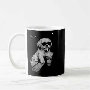 Funny Shih Tzu Drinking Iced Coffee Dog With Mug