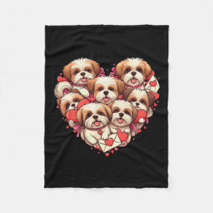 Funny Shih Tzu Heart Valentine Shih Tzu Womens Men Fleece Blanket