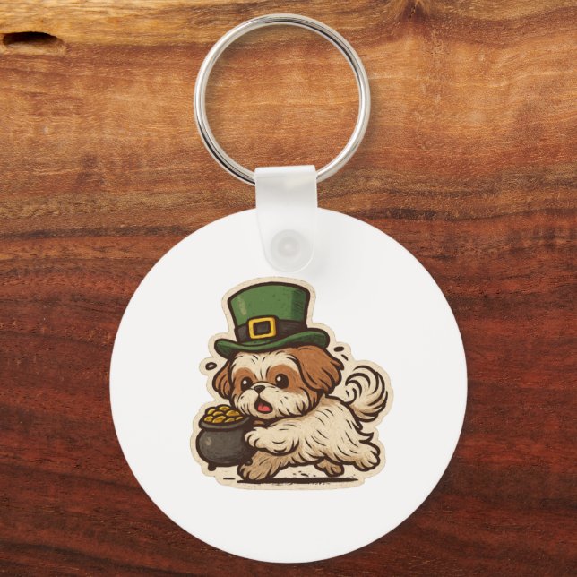 Funny Shih Tzu St.Patrick's Day Key Ring (Front)