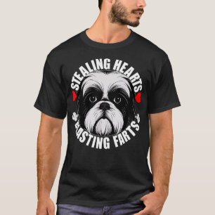 Funny Shih Tzu Stealing Hearts Blasting Farts Dog T-Shirt