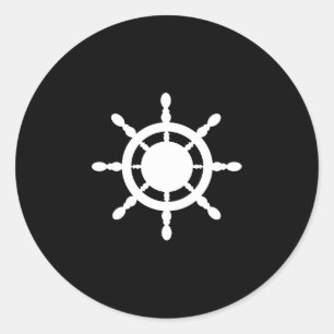 Funny ship wheel steering captains sailing boating classic round sticker