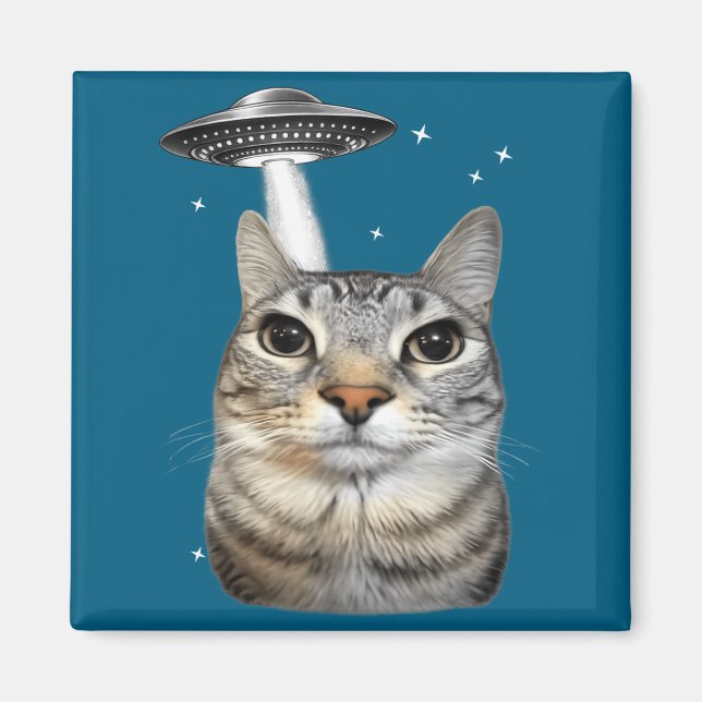 Funny Shirt Alien Cat Meme Ufo Cat Magnet (Front)
