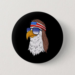 Funny Shirt American Bald Eagle Mullet 4th Of July 6 Cm Round Badge
