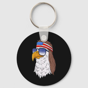 Funny Shirt American Bald Eagle Mullet 4th Of July Key Ring