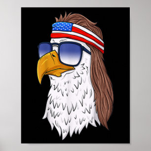 Funny Shirt American Bald Eagle Mullet 4th Of July Poster