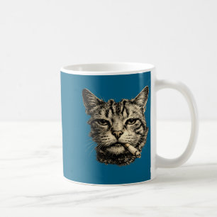 Funny Shirt Cat Smoking Cigarette Feline Tabby Coffee Mug