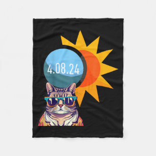 Funny Shirt Cat Solar Eclipse Glasses Accessories Fleece Blanket