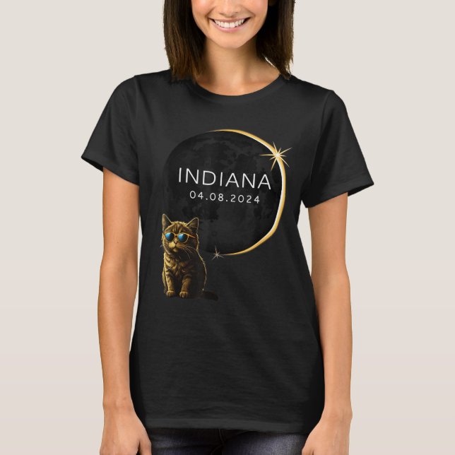 Funny Shirt Indiana Total Solar Eclipse Cat (Front)