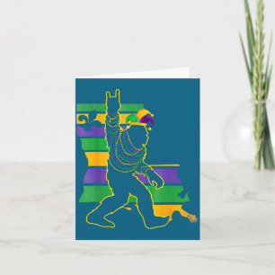 Funny Shirt Mardi Gras Bigfoot Sasquatch Mardi Card
