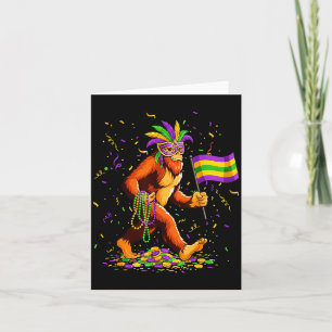 Funny Shirt Mardi Gras Bigfoot Sasquatch Mardi Card