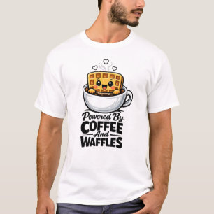 funny Shirt Powered By Coffee And Waffles Tee