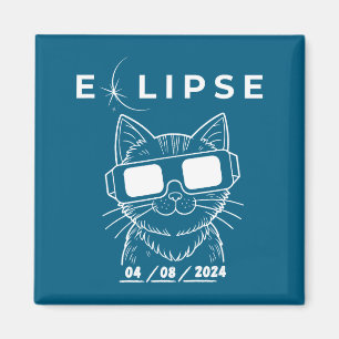 Funny Shirt Solar Eclipse Cat Glasses Cat Magnet