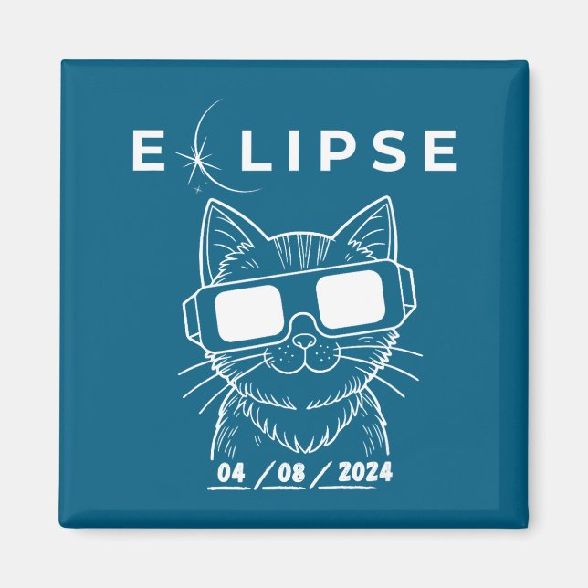 Funny Shirt Solar Eclipse Cat Glasses Cat Magnet (Front)