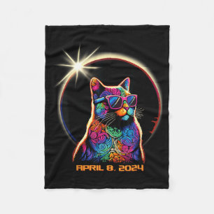 Funny Shirt Solar Eclipse Cat Solar Eclipse Fleece Blanket