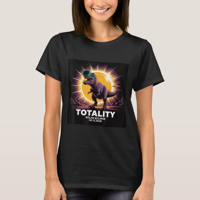 Funny Shirt Solar Totality August 12 Dinosaur (Front)