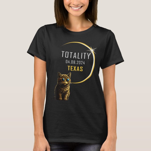 Funny Shirt Texas Total Solar Eclipse Cat (Front)