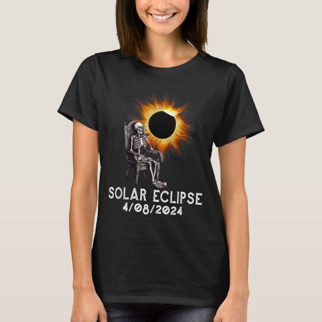 Funny Shirt Total Solar Eclipse April Skeleton (Front)