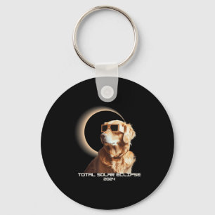 Funny Shirt Total Solar Eclipse Golden Retriever Key Ring