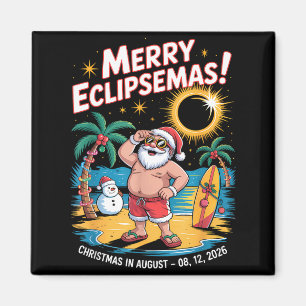 Funny Shirt Total Solar Eclipse Santa Christmas Magnet