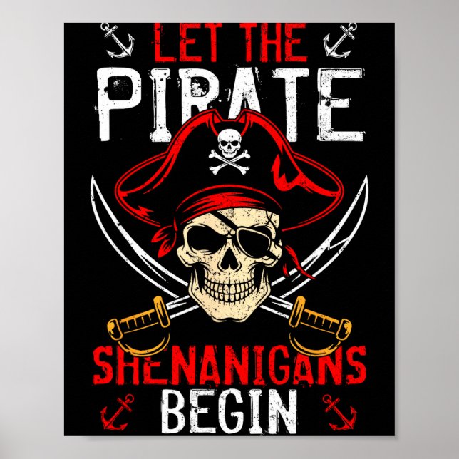 Funny shirts skeleton crossbones pirate poster (Front)