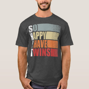 Funny ShitSo Happy I Have Twins Vintage Retro Mum  T-Shirt
