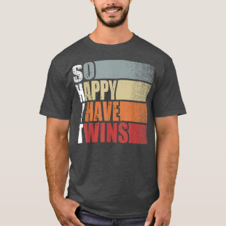 Funny ShitSo Happy I Have Twins Vintage Retro Mum  T-Shirt
