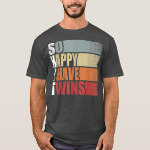 Funny ShitSo Happy I Have Twins Vintage Retro Mum T-Shirt