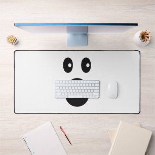 Funny Shocked Face Emoji Minimal Cartoon Desk Mat