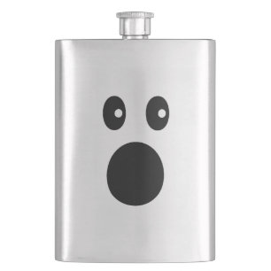 Funny Shocked Face Emoji Minimal Cartoon  Hip Flask