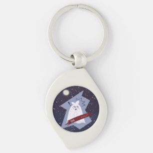 Funny Shocked Ghost Cartoon Swirl Keychain