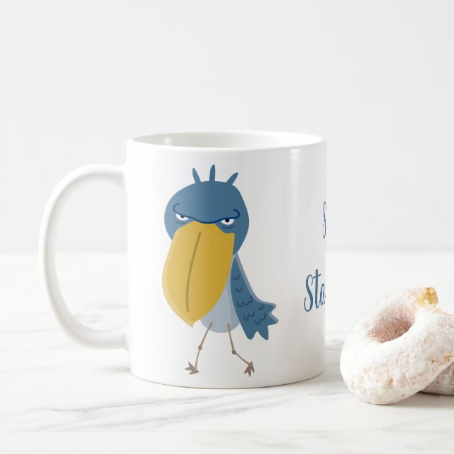 Funny Shoebill Stop Staring Coffee Mug (With Donut)