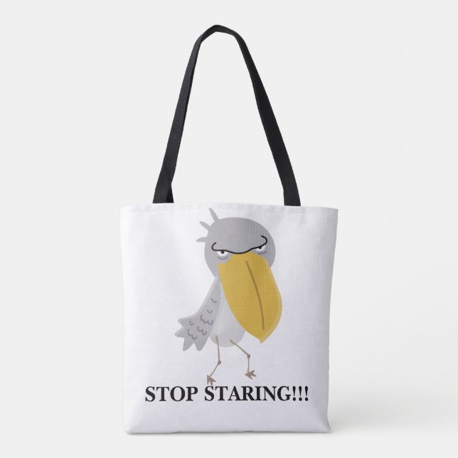Funny Shoebill Stop Staring Tote Bag (Back)
