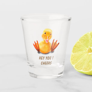 Funny Shot Glass Happy Duck Cheers - Custom Text