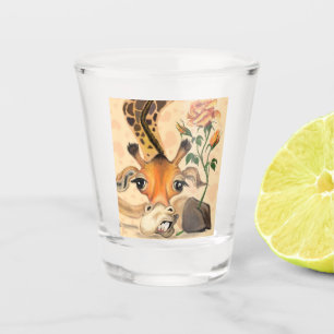 Funny Shot Glass with Romantic Gentleman Giraffe