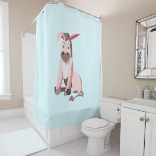 Funny Shower Curtain with Pink Donkey