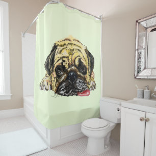 Funny Shower Curtain with Pug Dog - Your Colours