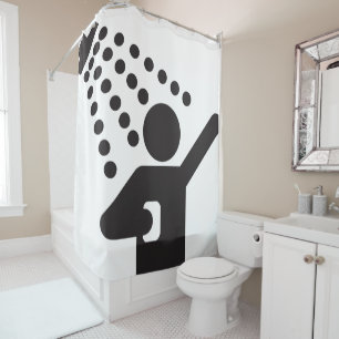 Funny Shower Symbol Man Curtain