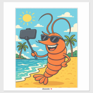 Funny Shrimp Beach Selfie – Summer Shrimp Lover