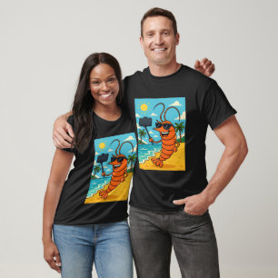 Funny Shrimp Beach Selfie – Summer Shrimp Lover T-Shirt