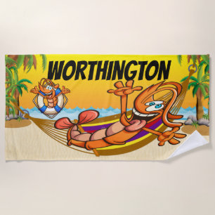 Funny Shrimp  Beach Towel